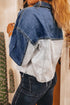 Western Style Two Tone Colorblock Relaxed Fit Denim Trucker Jacket